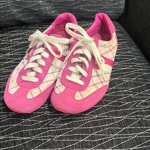 Coach Kinsley pink and white gym shoes.